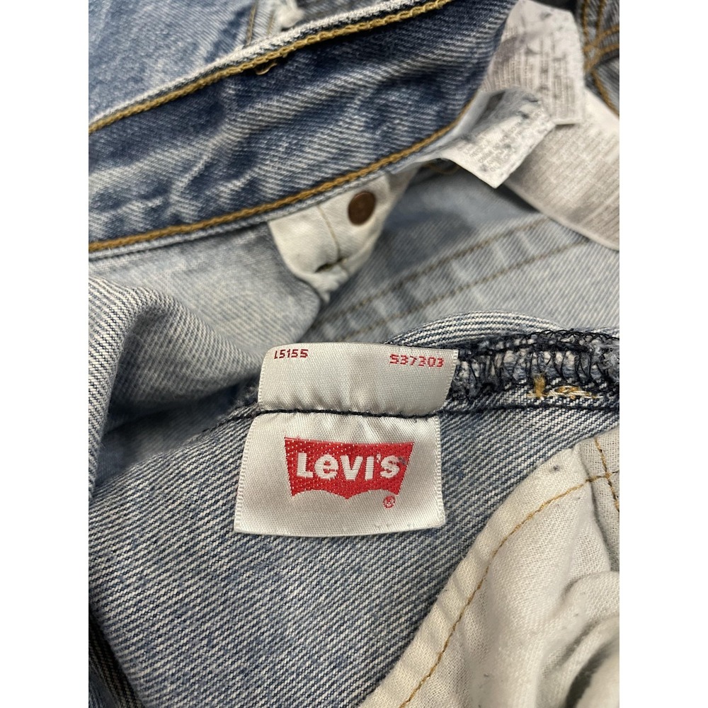 Levis 501 Jeans Mens 36x29 Light Wash Blue Straight Leg Button Fly Distressed - Picture 10 of 16